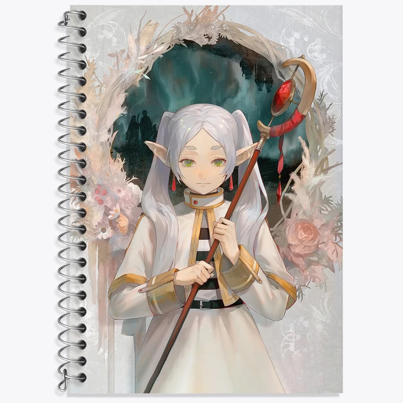 دفتر زبان 50 برگ خندالو مدل سه خط طرح انیمه فریرن (Frieren) کد 33881