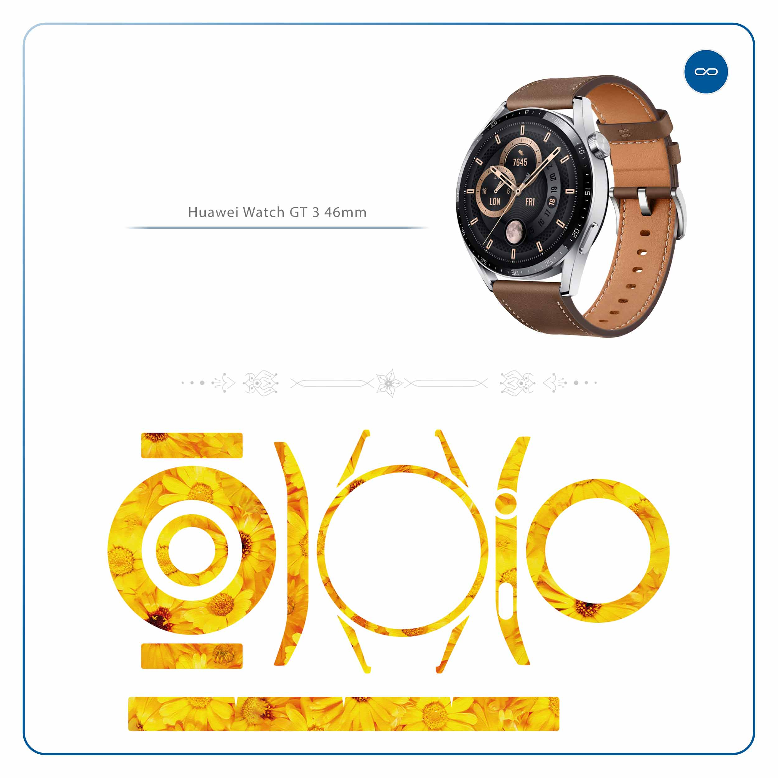 برچسب ماهوت طرح Yellow-Flower مناسب برای ساعت هوشمند هوآوی Watch GT 3 46mm