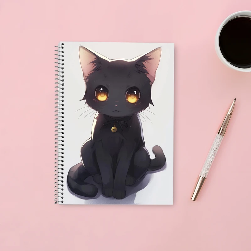 دفتر زبان 50 برگ مدوپد مدل دو خط طرح گربه کد DF14712