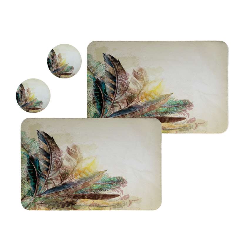 زیربشقابی طرح پر کد 8180 مجموعه 2عددی همراه زیرلیوانی