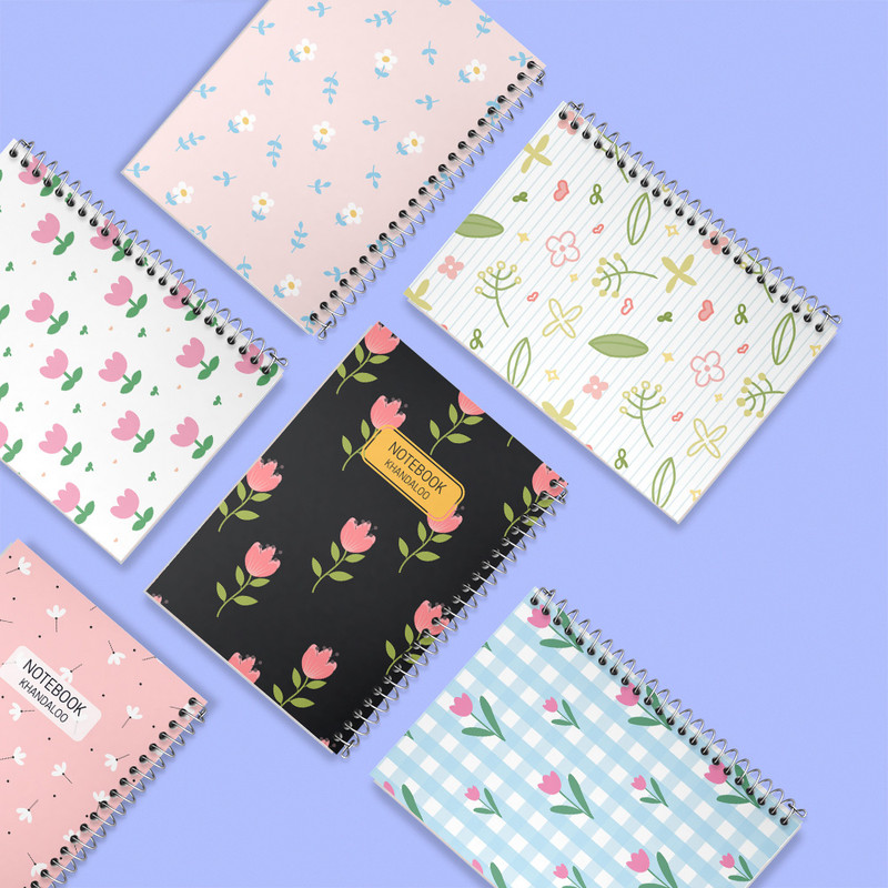 دفتر نقاشی 50 برگ خندالو طرح گل گلی کد 80 مجموعه 6 عددی