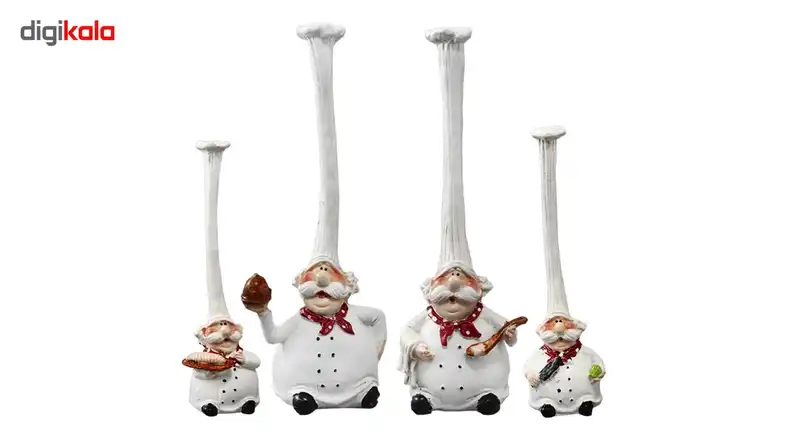 مجسمه طرح آشپز کلاه بلند کد AL-020020058 مجموعه 4 عددی