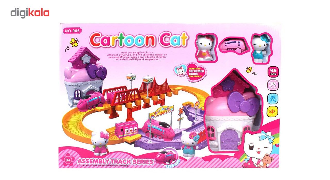 کیت قطار اسباب بازی 35 تکه طرح هلوکیتی مدل Cartoon cat