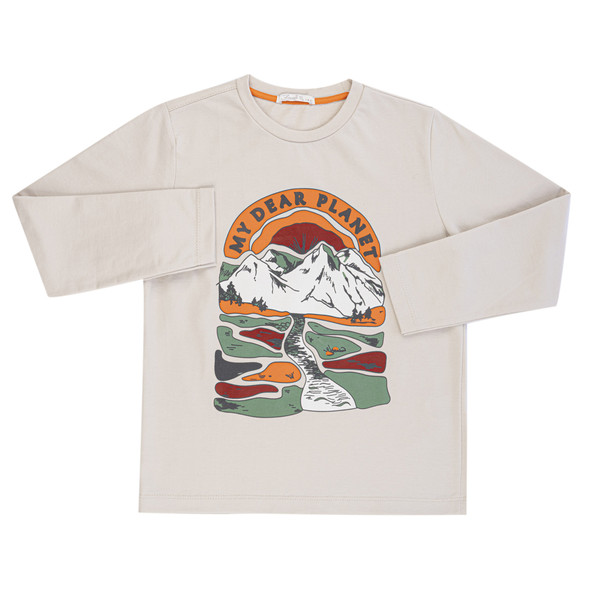 تی شرت آستین بلند پسرانه فیورلا مدل MY DEAR PLANET کد 44540