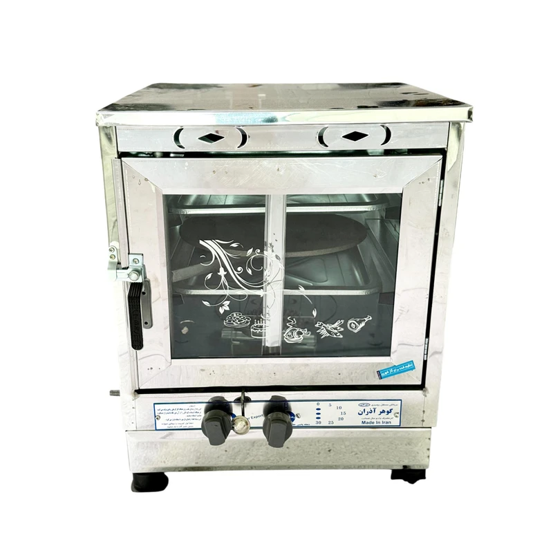 تنور گازی گوهر آذران مدل دو شعله دو سینی درب پنجره ای