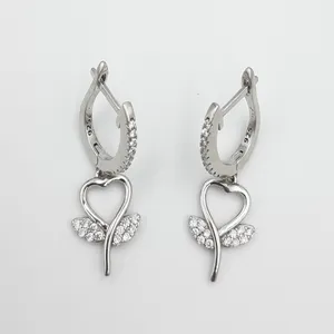 گوشواره نقره زنانه مدل قلب کد 20487