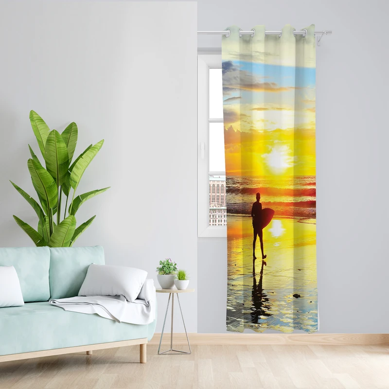 پرده طرح غروب مدل مخمل پانچی کد  L 229 Z سایز 140x200 سانتی متر