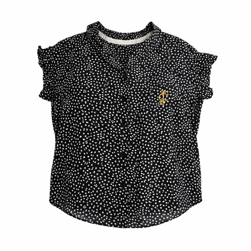 شومیز آستین کوتاه یقه برگردان زنانه مدل خالدار 