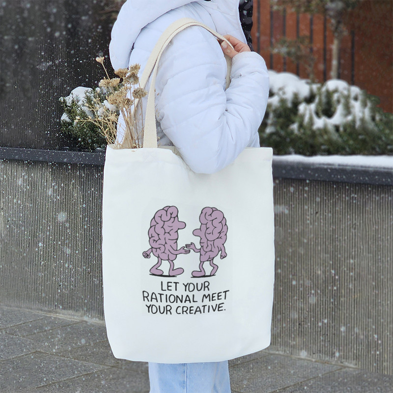 ساک خرید پارچه ای خندالو طرح Let Your Rational Meet Your Creative مدل توت بگ کد 6694