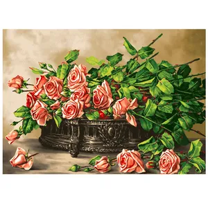 نخ و نقشه تابلو فرش سیرمان طرح گلهای رز کد 2276