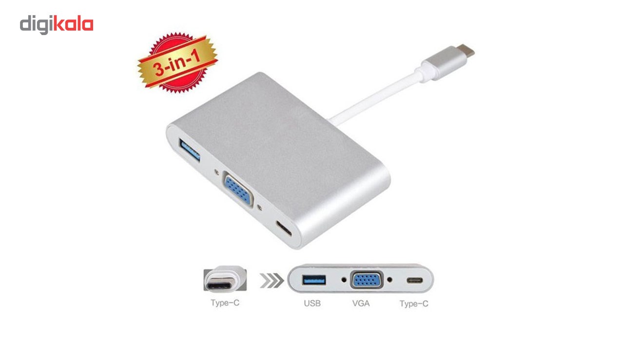 مبدل USB Type-C به USB 3.0/VGA/HDMI مدلMN