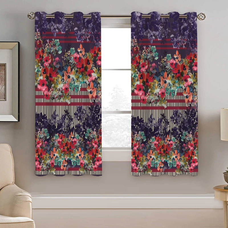 پرده نیروانا طرح چند رنگ گل مدل مخمل کد 4559 سایز 140×200 سانتی متر