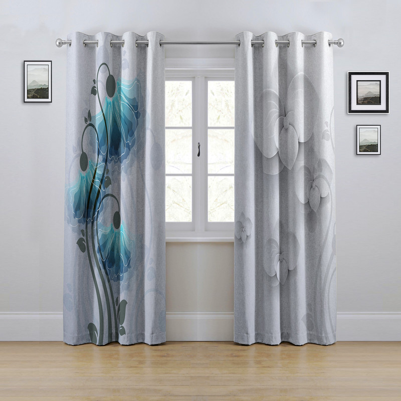 پرده مدل پانچی طرح گل سه بعدی سایز 280x145 سانتی متر