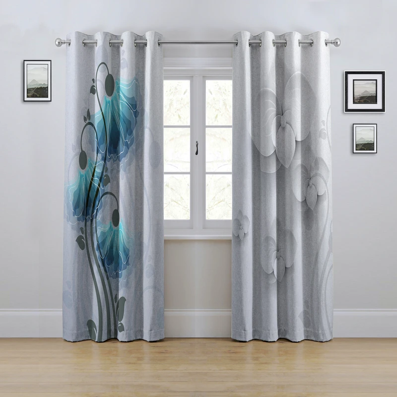 پرده مدل پانچی طرح گل سه بعدی سایز 280x145 سانتی متر