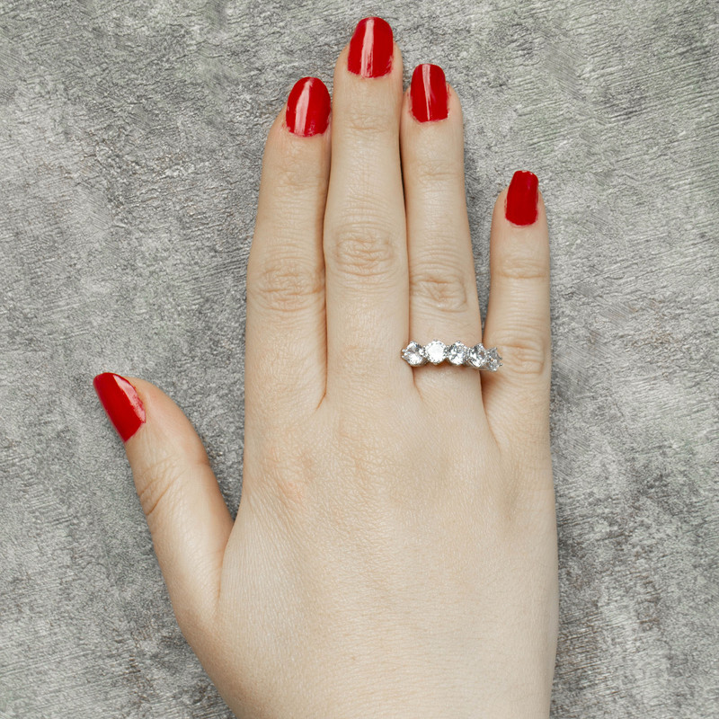 انگشتر نقره زنانه آمیتیس مدل پنج تخمه AMT-R164