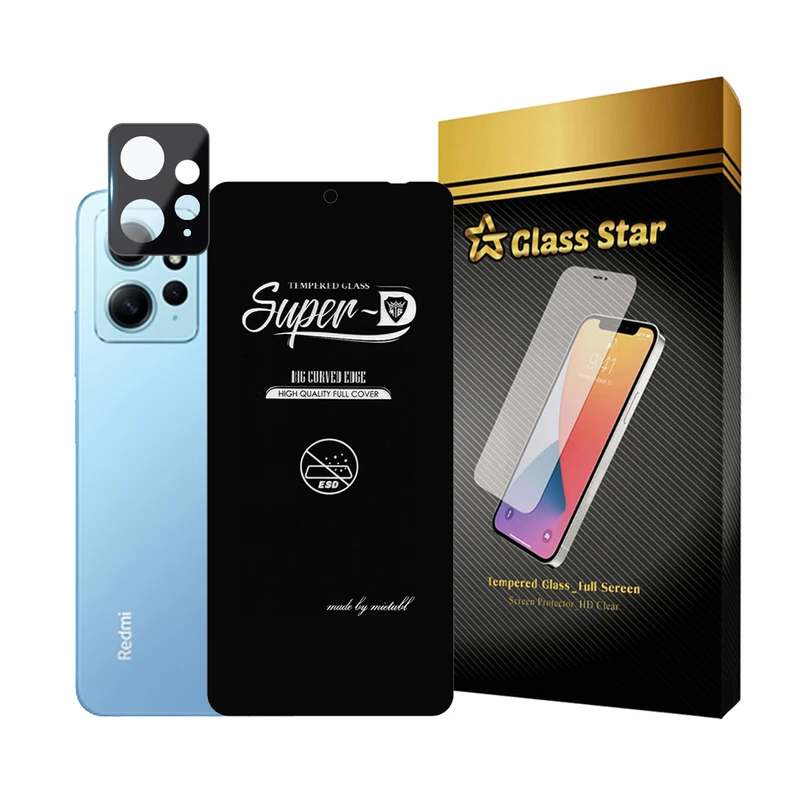 محافظ صفحه نمایش گلس استار مدل SUPLNFUGS مناسب برای گوشی موبایل شیائومی Redmi Note 12 4G به همراه محافظ لنز گوشی