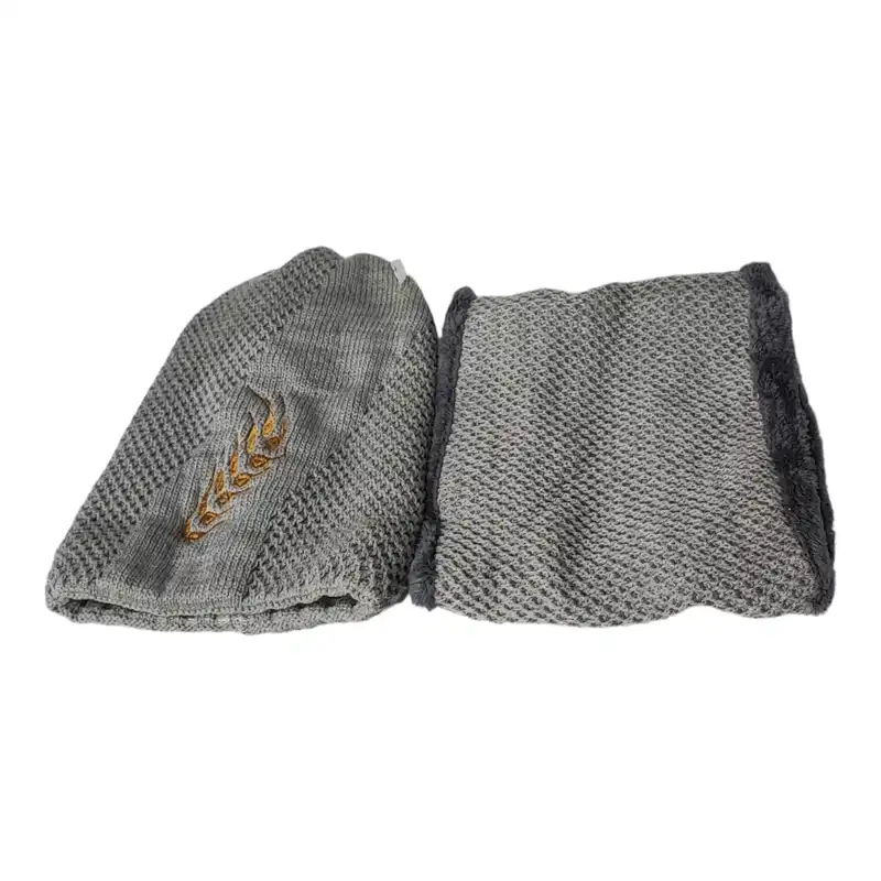 ست کلاه و شال گردن بافتنی بچگانه مدل خوشه گندم ۰۵