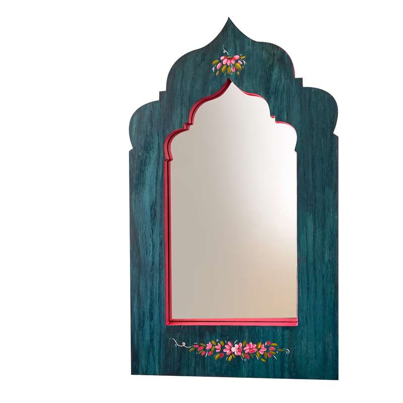 آینه چوبی مدل پتینه طرح مراکشی نقاشی شده