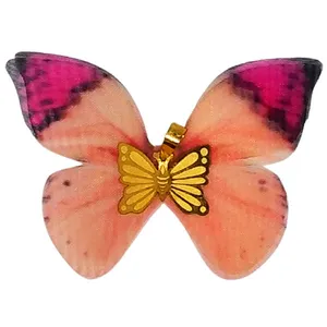 آویز گردنبند طلا 18 عیار زنانه مدل پروانه کد B04