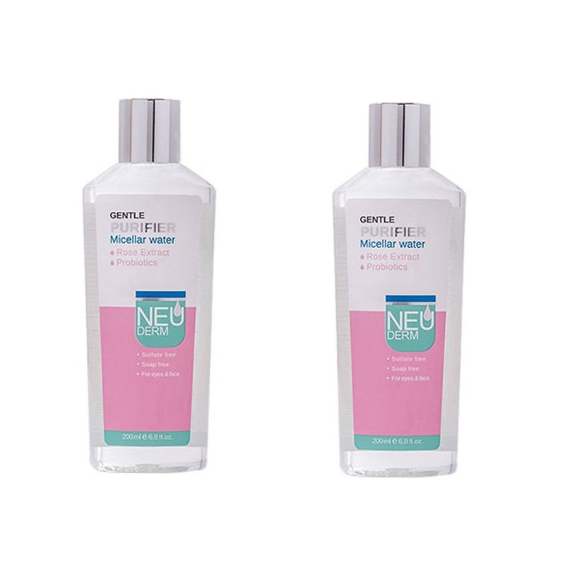 محلول پاک کننده آرایش صورت نئودرم مدل Gentle Purifer حجم 200 میلی لیتر مجموعه دو عددی