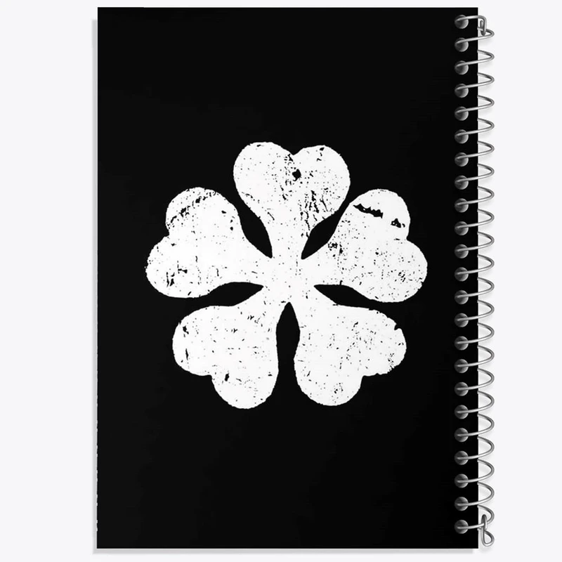 دفتر ژورنال نویسی 50 برگ خندالو مدل نقطه ای طرح پنج شبدر شیطانی انیمه بلک کلاور Black Clover کد 11722