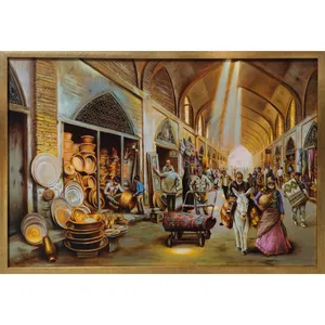 تابلو نقاشی رنگ روغن طرح بازار مس گرها