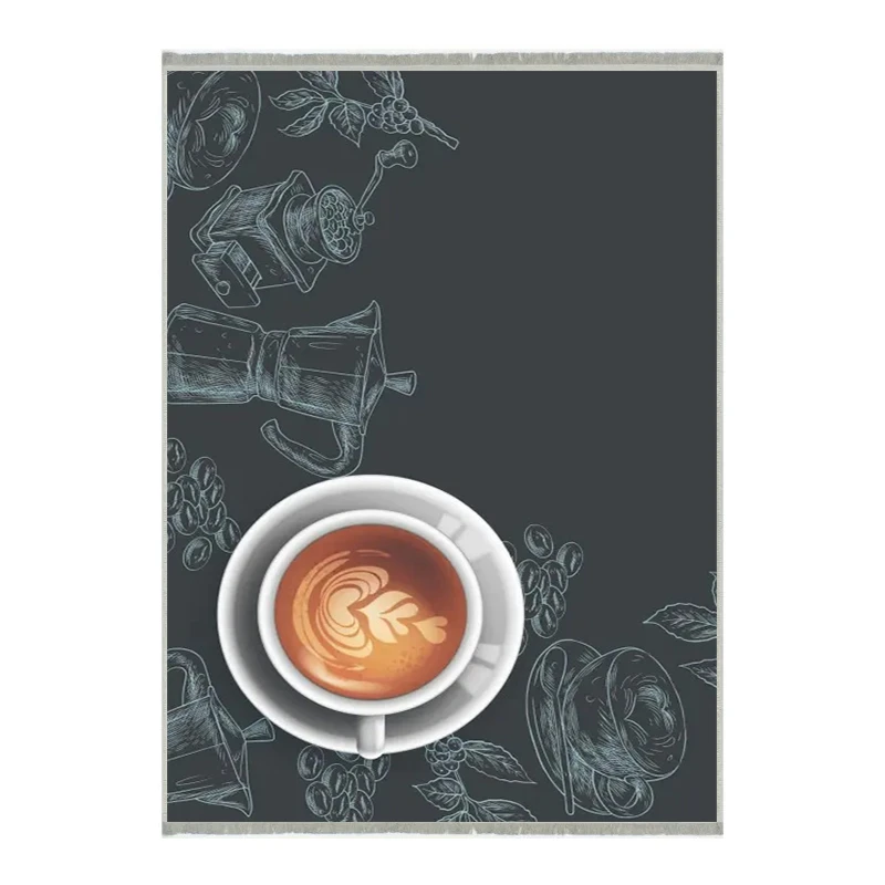 فرش ماشینی 1000 شانه هانوکس زمینه طوسی حاشیه زغالی مدل آشپزحانه کد AHC-1608-1