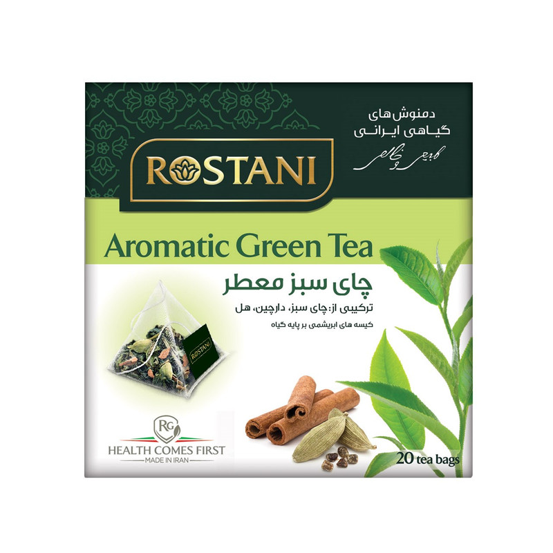 دمنوش چای سبز معطر رستنی مدل Aromatic Green Tea بسته 20 عددی
