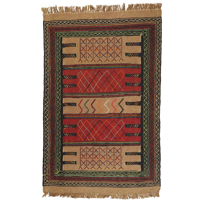 گلیم دستبافت دو متری طرح سفره کردی کد 140899