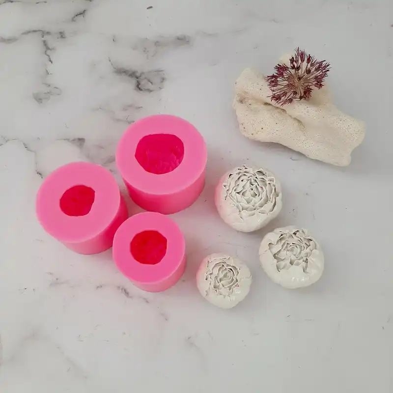 قالب شمع مدل رز پیونی مجموعه 3 عددی