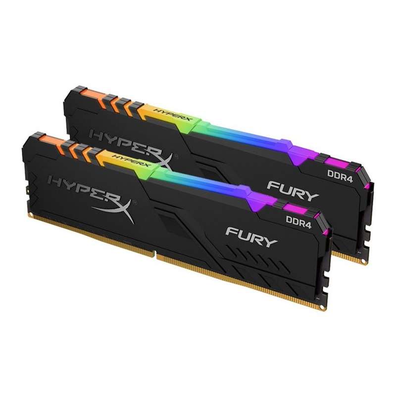 رم کامپیوتر DDR4 دو کاناله 3200 مگاهرتز CL16 هایپرایکس مدل Fury RGB ظرفیت 16 گیگابایت