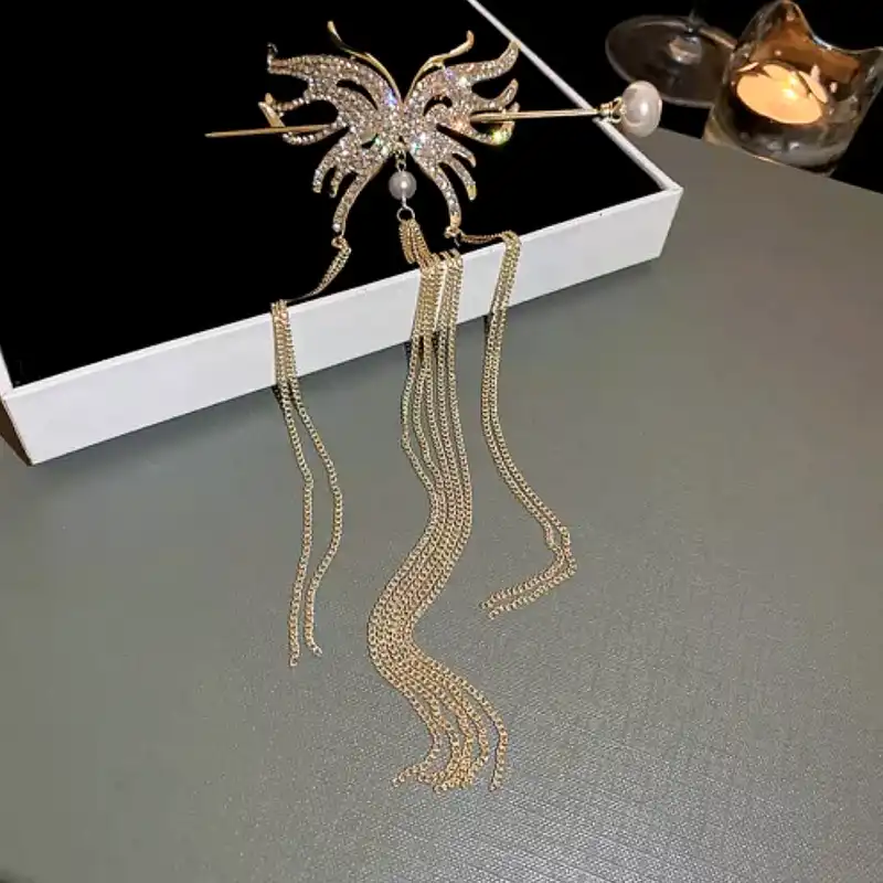 گیره مو زنانه مدل کانزاشی پروانه آویزدار کد brg 4755