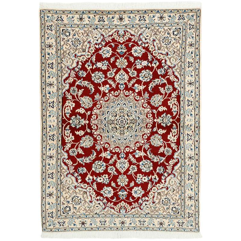 فرش دستبافت یک و نیم متری مدل گل ابریشم نائین کد n543023n 