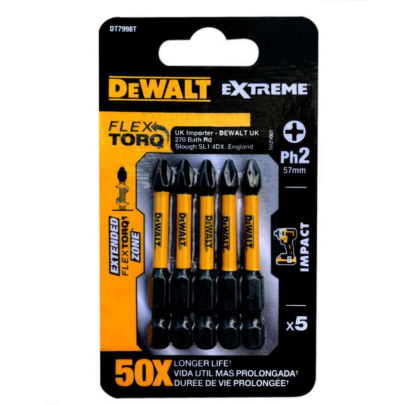 سری پیچ گوشتی شارژی دیوالت مدل   Extreme ph2 50x بسته 5 عددی