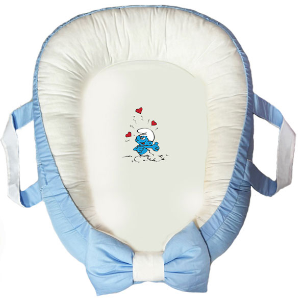 سرویس خواب سه تکه نوزاد ناریکو مدل گارد محافظ دار طرح کارتون اسمورف ها کد 0355