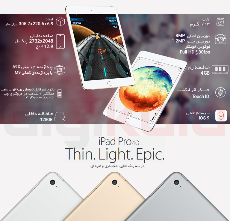 تبلت اپل مدل iPad Pro 12.9 inch 4G ظرفیت 128 گیگابایت infographic