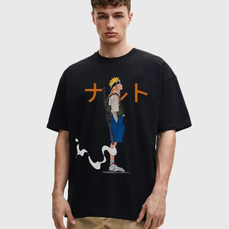 تی شرت آستین کوتاه مردانه مدل انیمه ای طرح ناراتو کد anm524