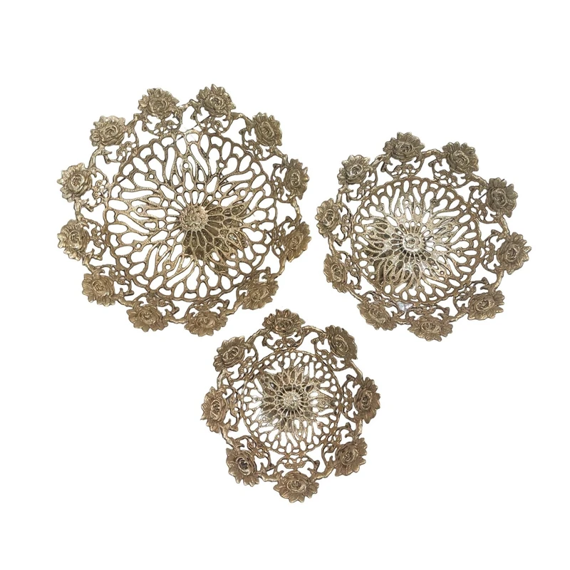 عکس شماره 3 : سرویس پذیرایی 3 پارچه برنزی مدل گل رز کد a111