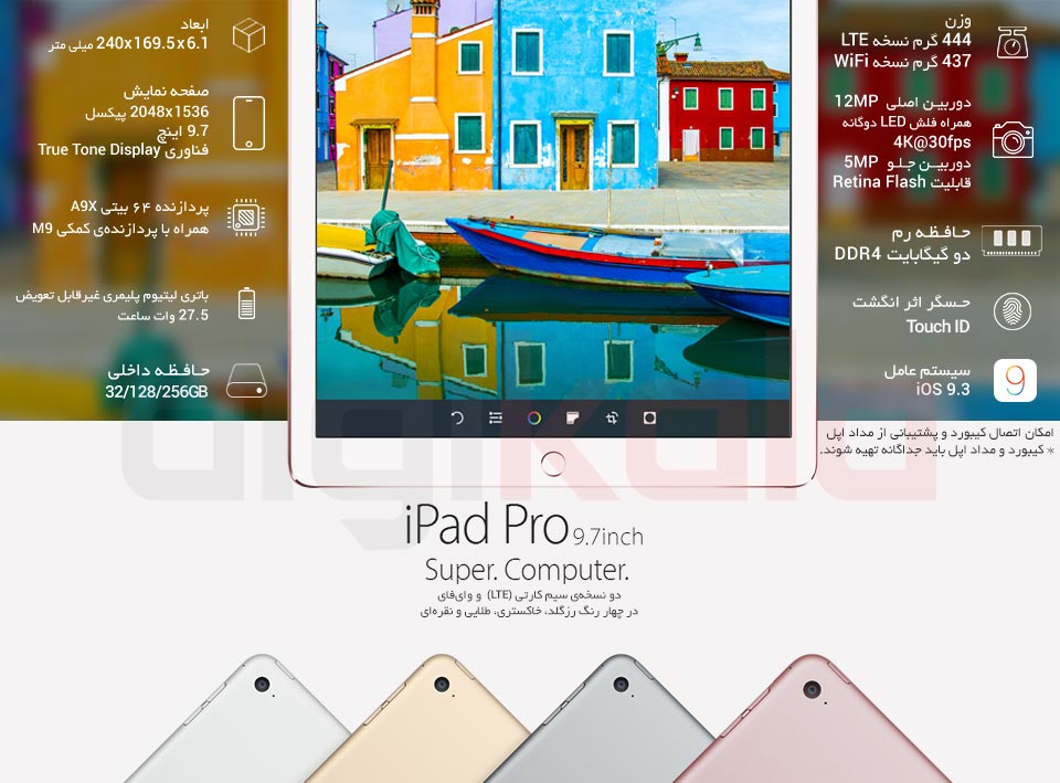 تبلت اپل مدل iPad Pro 9.7 inch 4G ظرفیت 256 گیگابایت infographic