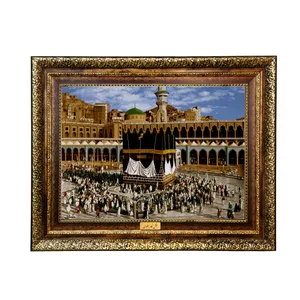 تابلو فرش ماشینی نقش نگار رضوی طرح کعبه کد 528KH