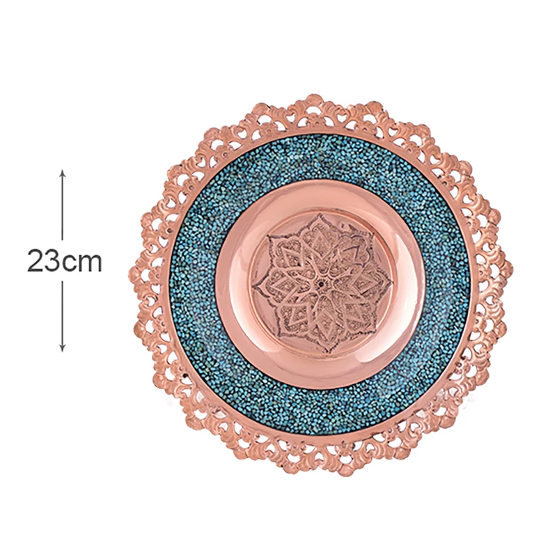 عکس شماره 2 : بشقاب فیروزه کوبی آقاجانی مدل شبکه بری کد 25