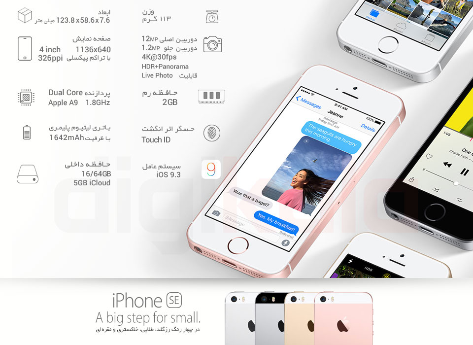 گوشی موبایل اپل مدل iPhone SE - ظرفیت 16 گیگابایت infographic