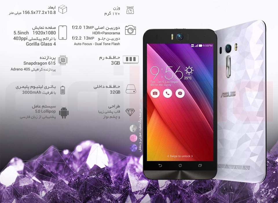 گوشی موبایل ایسوس مدل ZenFone Selfie Pon ZD551KL دو سیم کارت ظرفیت 32 گیگابایت infographic