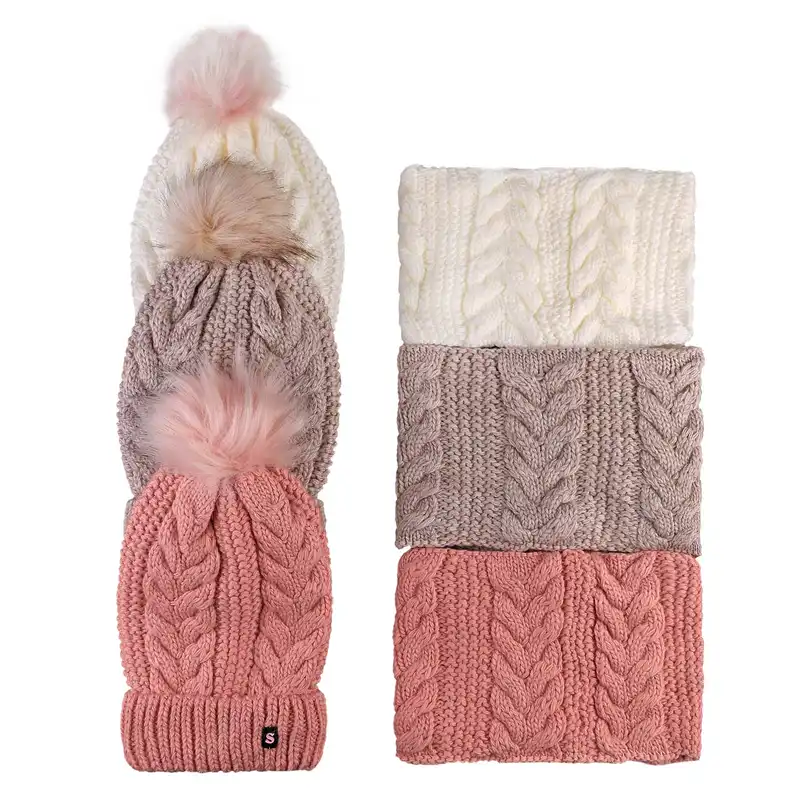 ست کلاه و شال گردن بافتنی سام مدل داخل خز کد 409