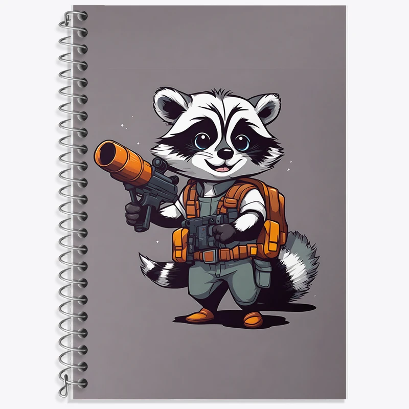 دفتر زبان 50 برگ خندالو مدل سه خط طرح راکون بامزه کد N3878