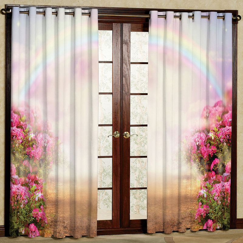 پرده مدل گل دار رنگین کمان هازان پانچی کد 2262 سایز 140x200 سانتی متر