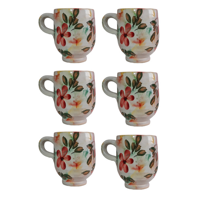 لیوان سفالی مدل بهاران مجموعه 6 عددی