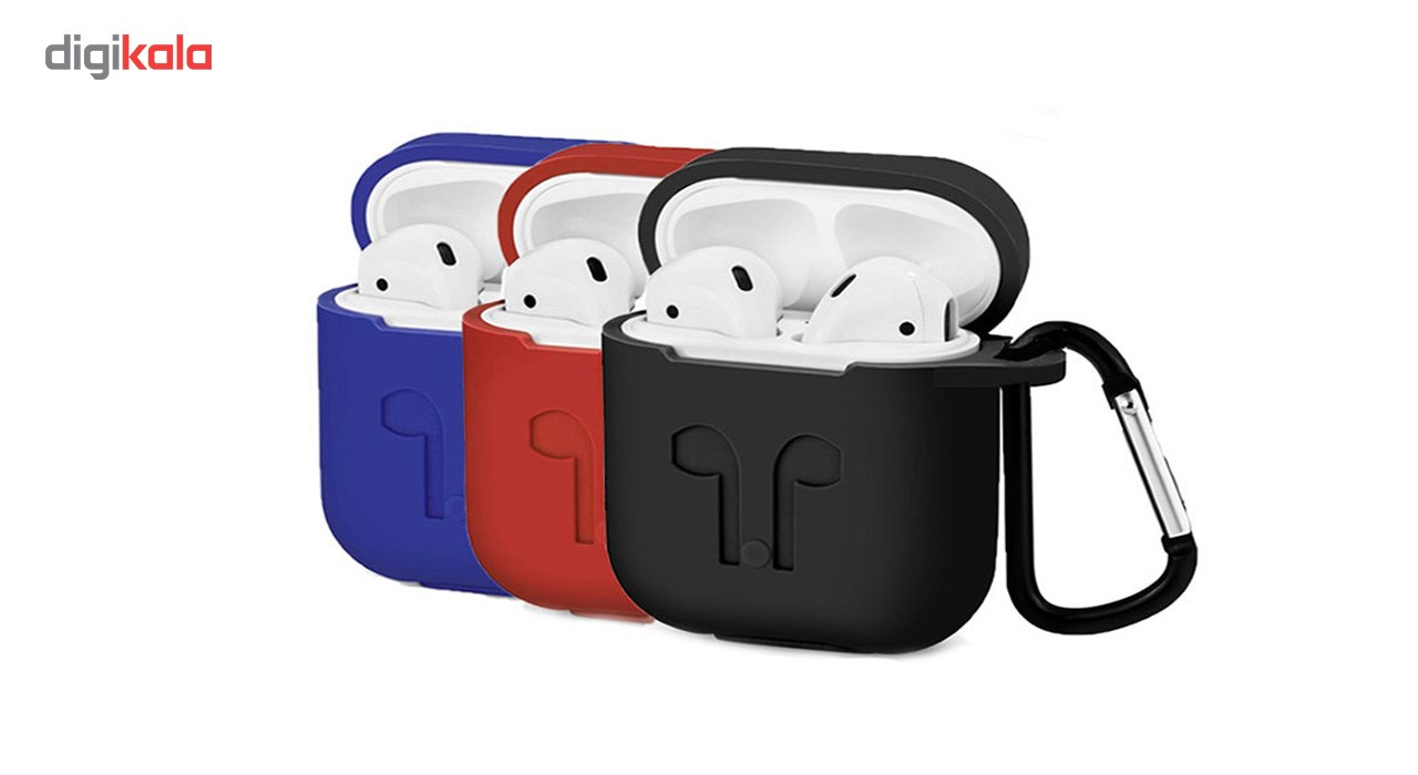 کاور محافظ سیلیکونی به همراه یک بند نگهدارنده مناسب برای کیس Apple AirPods