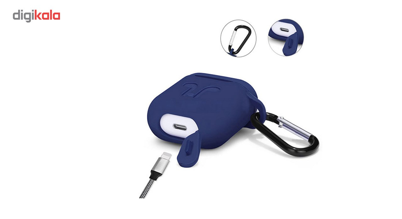 کاور محافظ سیلیکونی به همراه یک بند نگهدارنده مناسب برای کیس Apple AirPods
