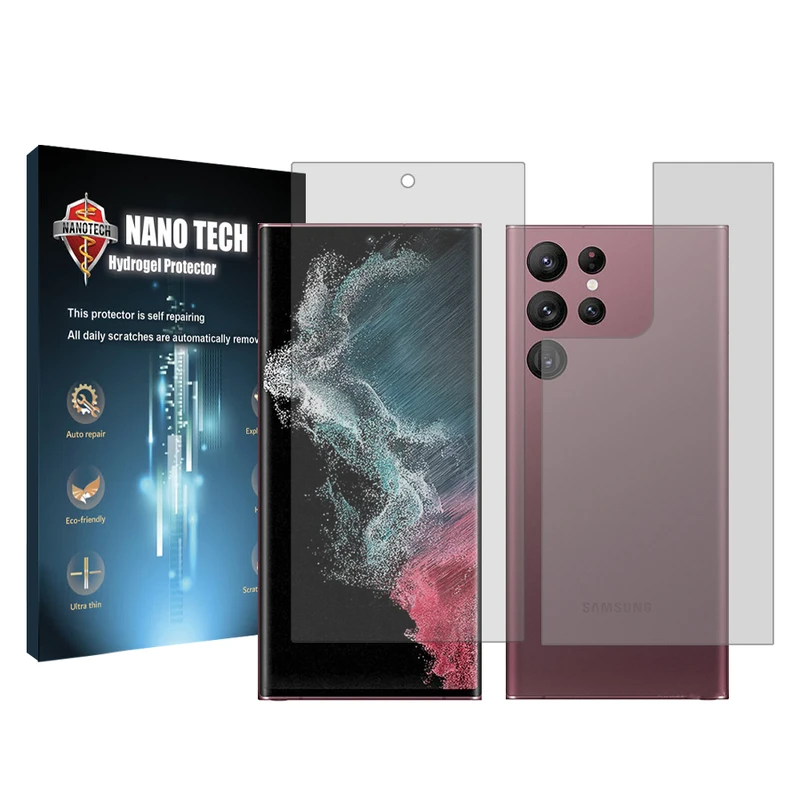 محافظ صفحه نمایش شفاف نانو تک مدل Tough مناسب برای گوشی موبایل سامسونگ Galaxy S22 Ultra 5G به همراه محافظ پشت گوشی